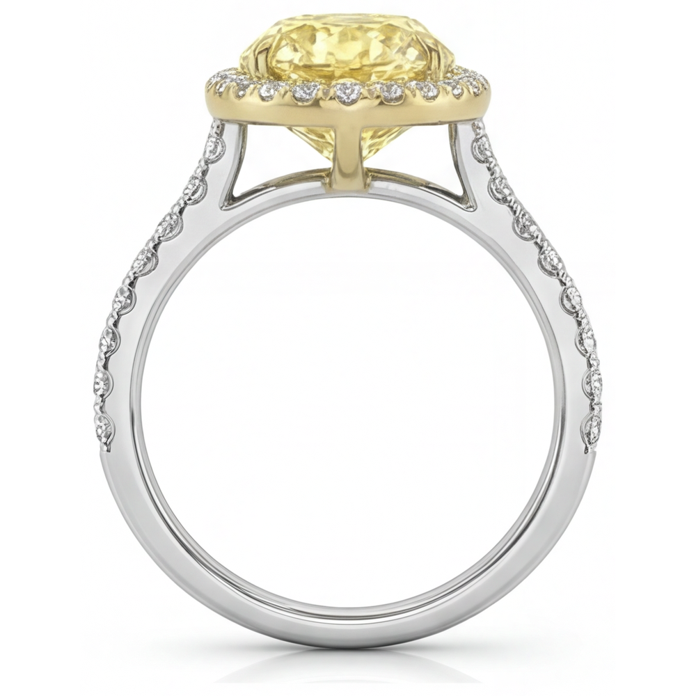 Erdgewonnener Kanariengelber Diamant Edelschmuck 2,50 Karat 14 Karat Zweifarbig Gold – Profilansicht