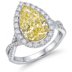 VVS Reinheit Halo-Ring – Kanariengelber Diamant 1,50 Karat