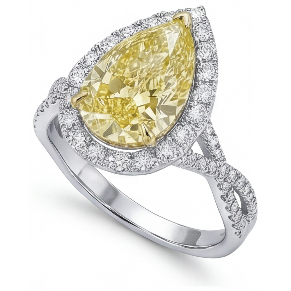 Hochwertiger Halo-Ring 1,50 Karat – Seitenansicht