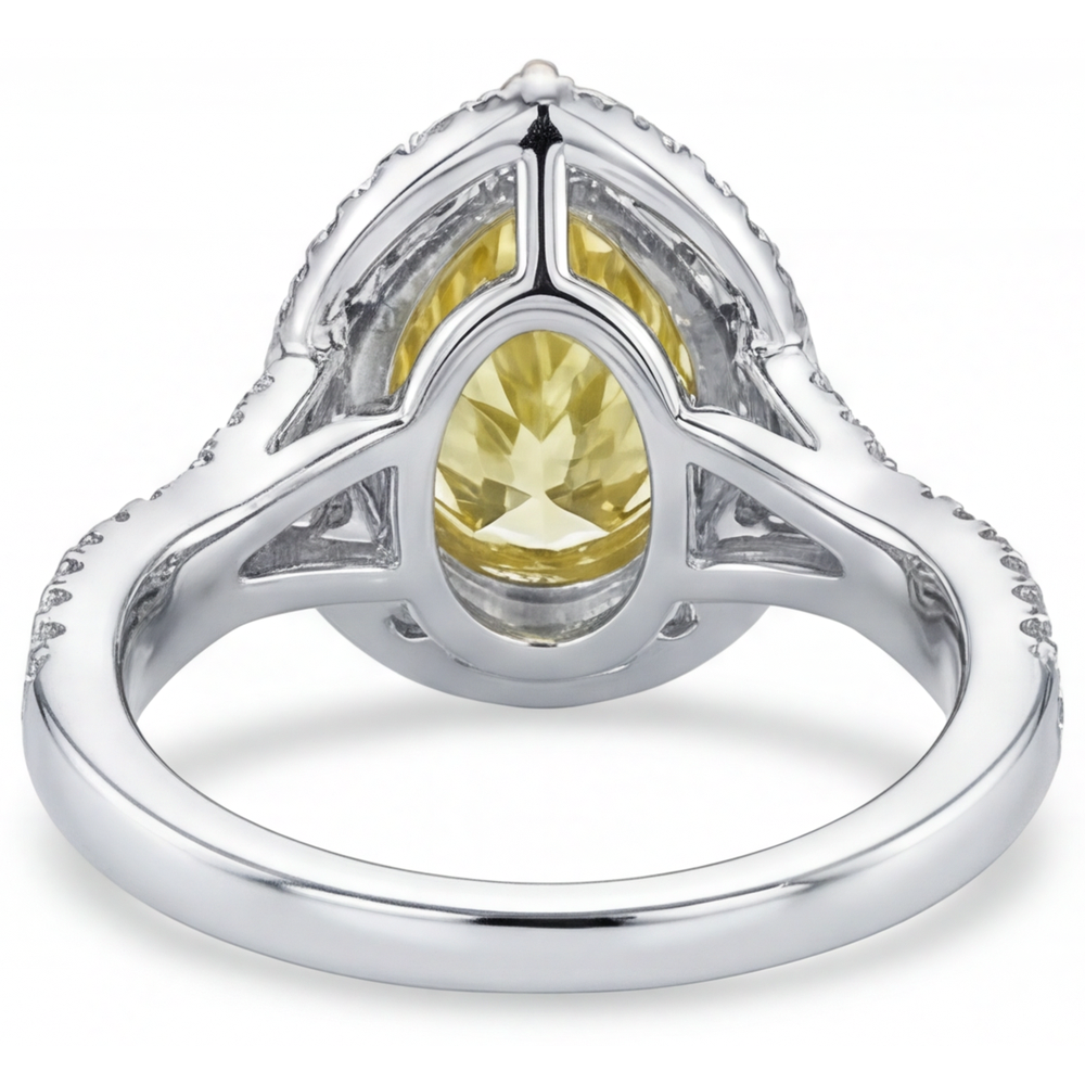 Kanariengelber Diamant Halo-Ring 1,50-Karat Bicolor 14K Gold – Schrägansicht