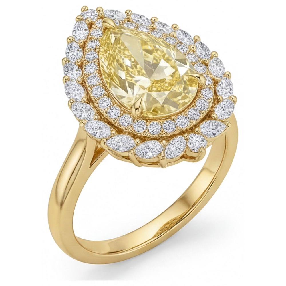 Brillanter Halo-Ring 4 Karat – Frontansicht