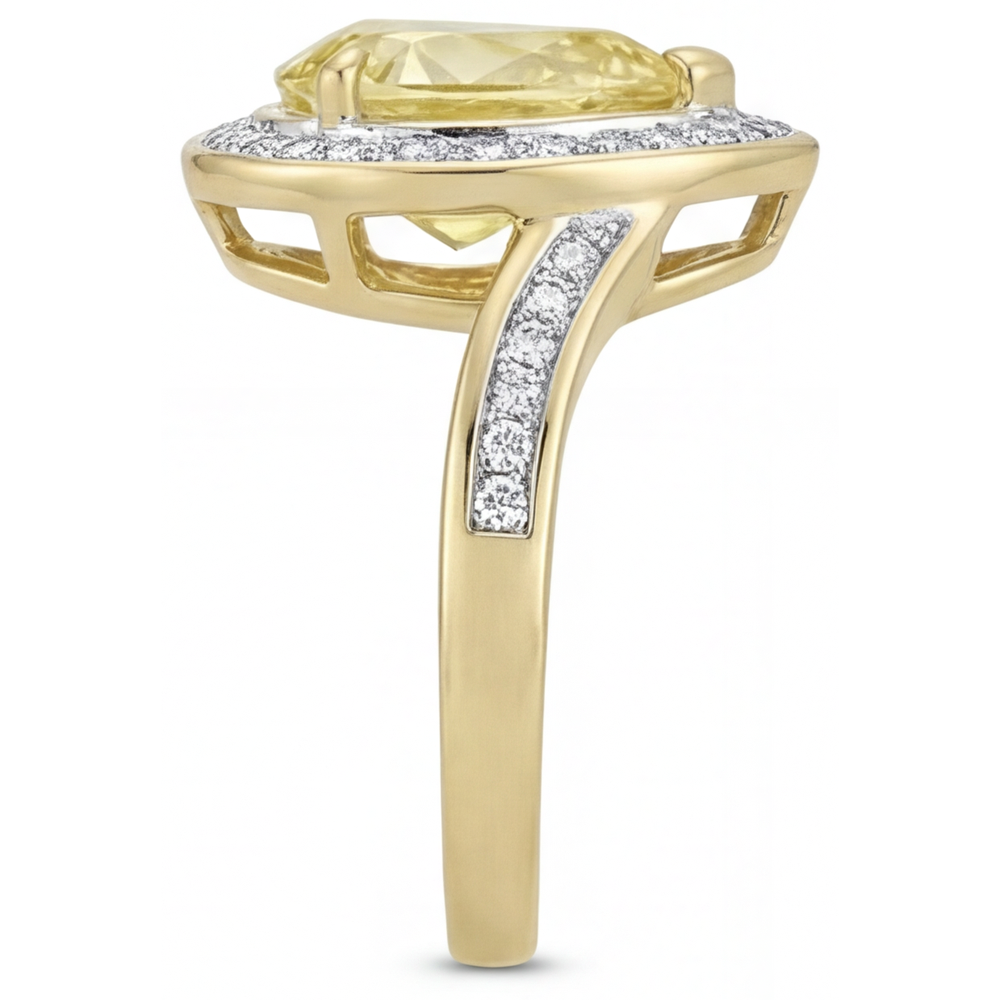 Birnen-Schliff Kanariengelber Diamant Ring in 14K Gelbgold – Schrägansicht