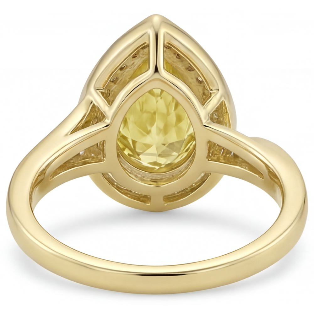 Kanariengelber Diamant Halo-Verlobungsring 2-Karat 14K Gelbgold – Profilansicht