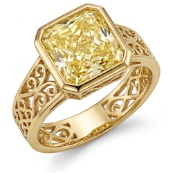Filigran Kanariengelber Diamant Ring 2,5 Karat – 14K Gelbgold