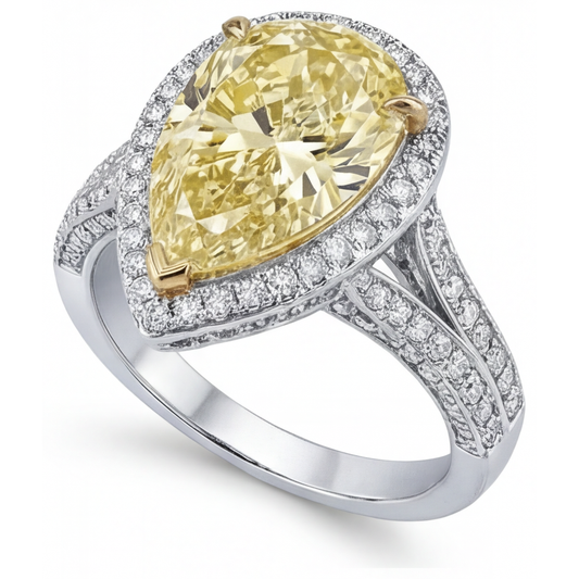Ring Zweifarbiges 14K Gold mit Kanariengelber Diamant – Frontansicht