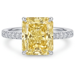 Kanariengelber Diamant Pavé Schmuck-Ring 2 Karat in 14K Weißgold