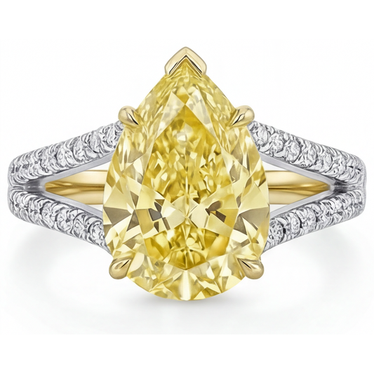 Hochwertiger Kanariengelber Diamant Statement-Ring 1,75 Karat – Frontansicht