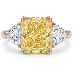 Naturreiner VVS Reinheit Kanariengelber Diamant Trilogie-Ring 4