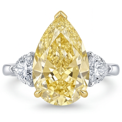 Kanariengelber Diamant VVS Trilogie-Ring 5 Karat in Zweifarbiges