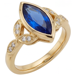3 Karat Kornblumenblauer Saphir Farbstein-Ring in 14K Gelbgold