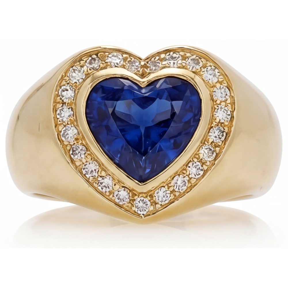 Kornblumenblauer Saphir Farbstein-Ring 3,75-Karat 14 Karat Gelbgold – Hauptansicht