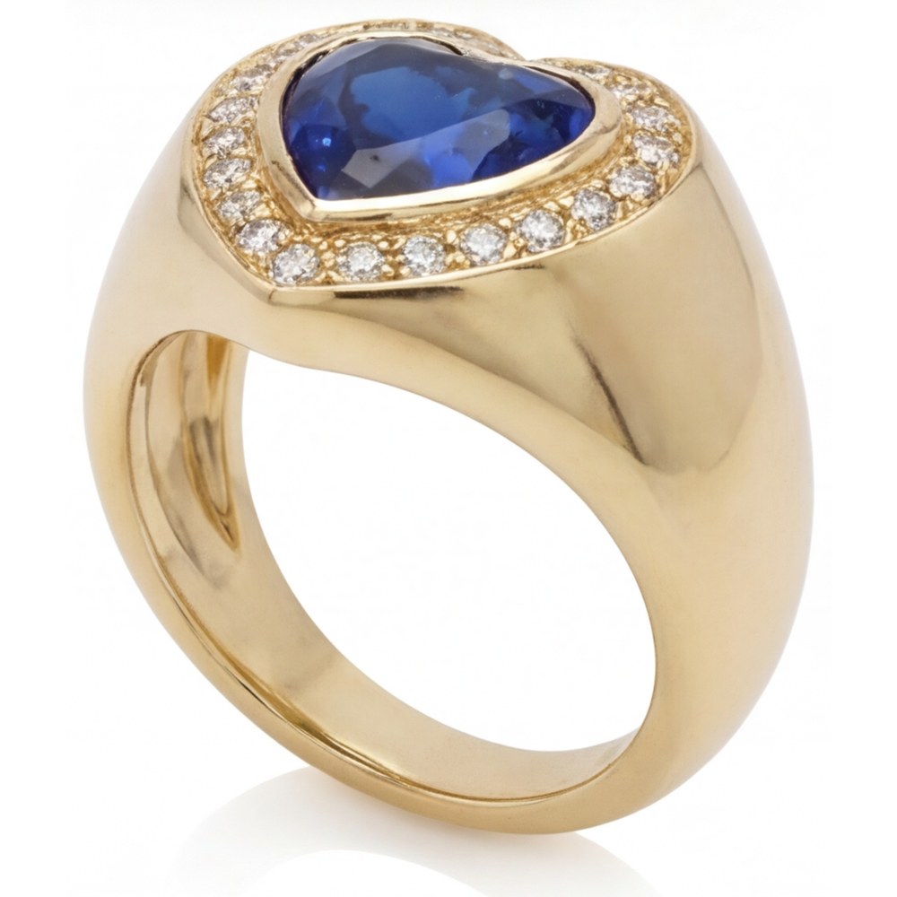 Zeitloser Kornblumenblauer Saphir Farbstein-Ring 3,75 Karat – Schrägansicht