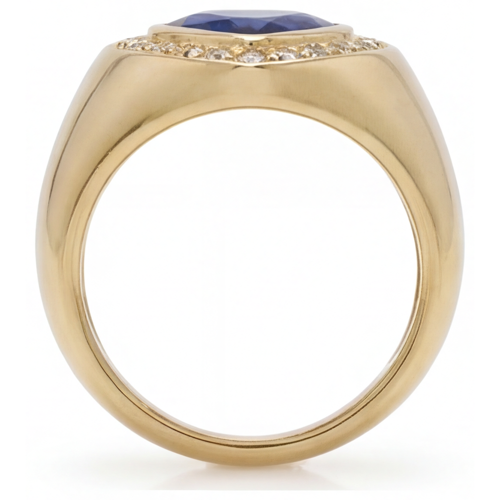 Naturreiner Kornblumenblauer Saphir Farbstein-Ring – Draufsicht