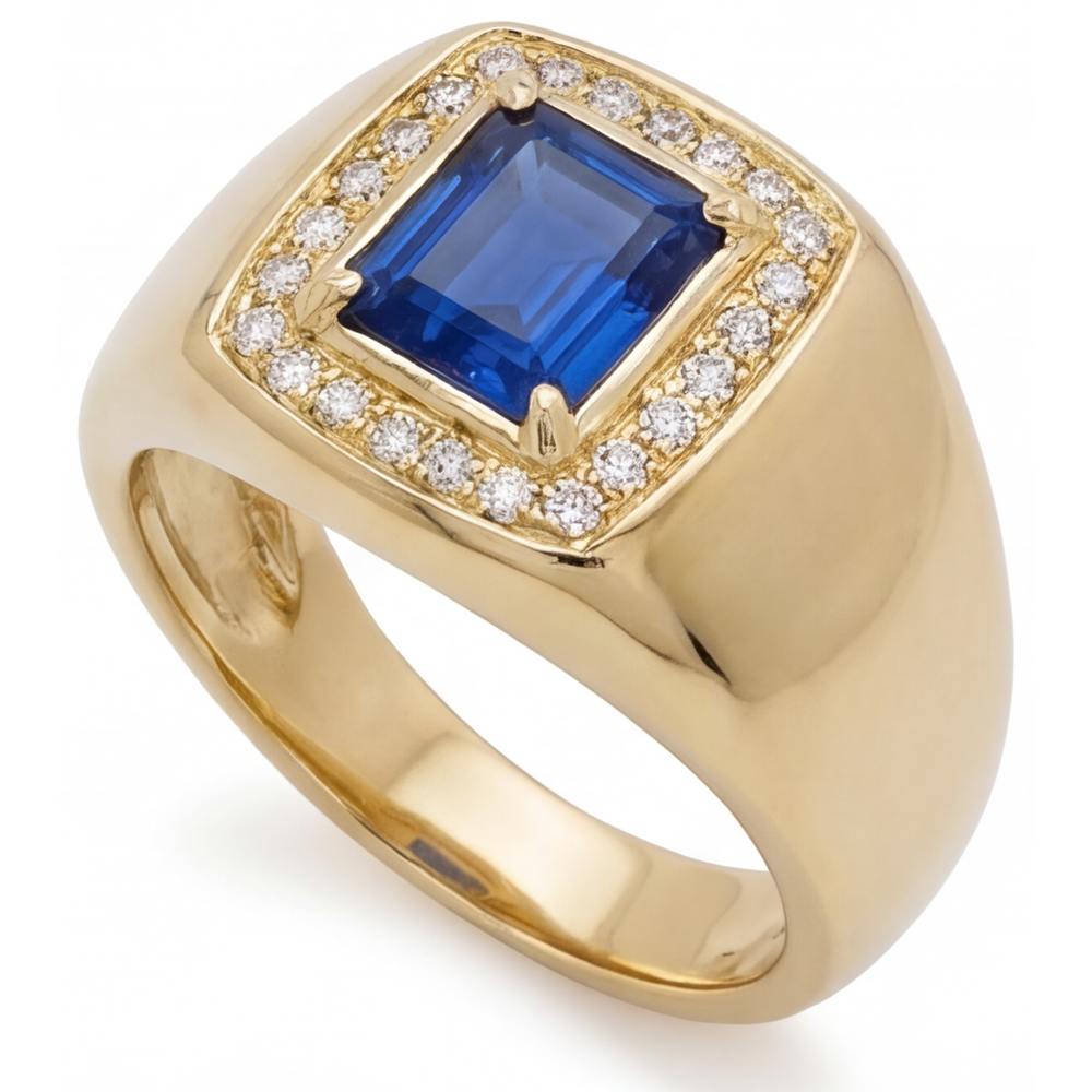 Erdgewonnener Kornblumenblauer Saphir Schmuckstein-Ring – Seitenansicht