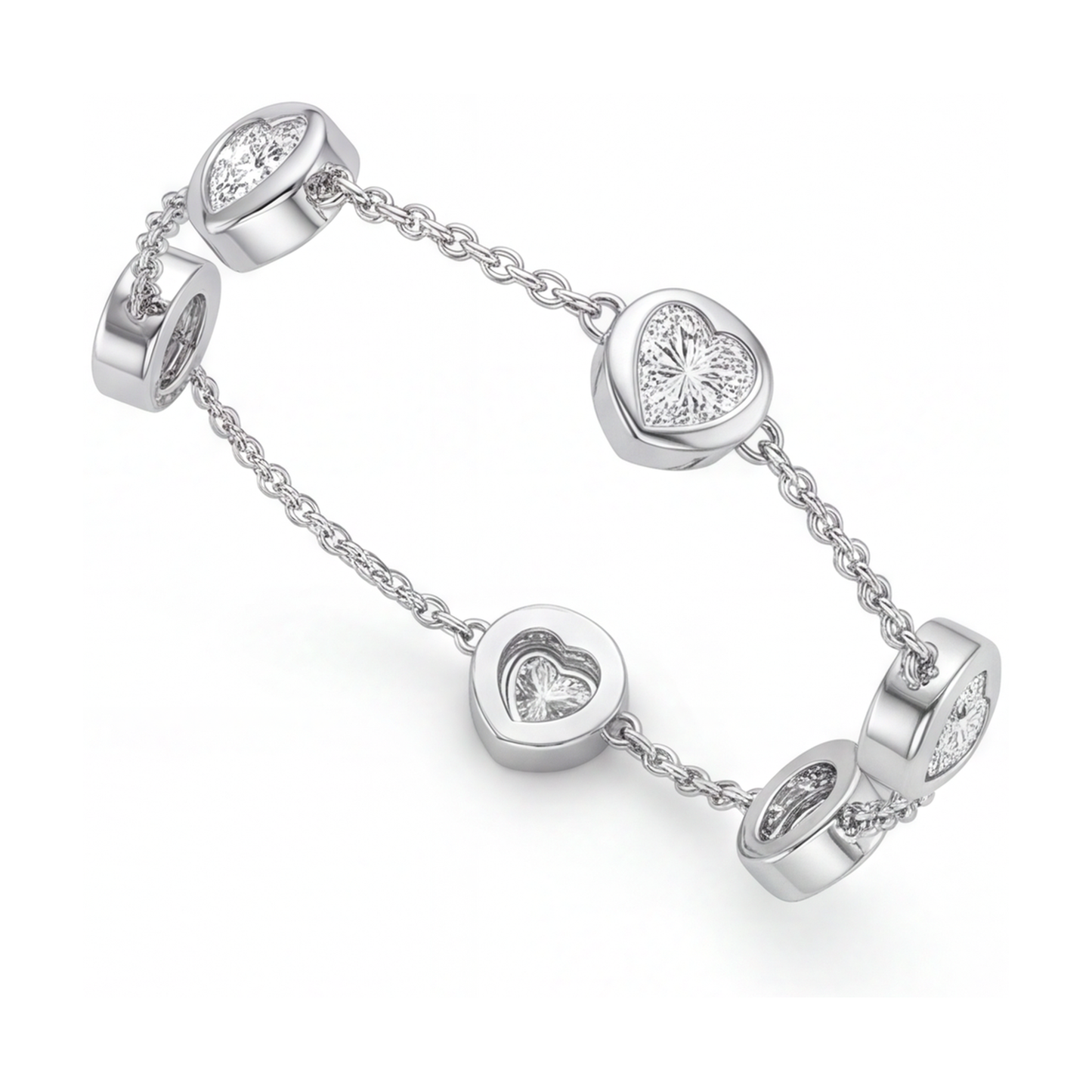 Im Labor gezüchtetes Diamantarmband, 3 Karat, runde Lünette im Stationsstil, 14 Karat Weißgold, 7 Zoll