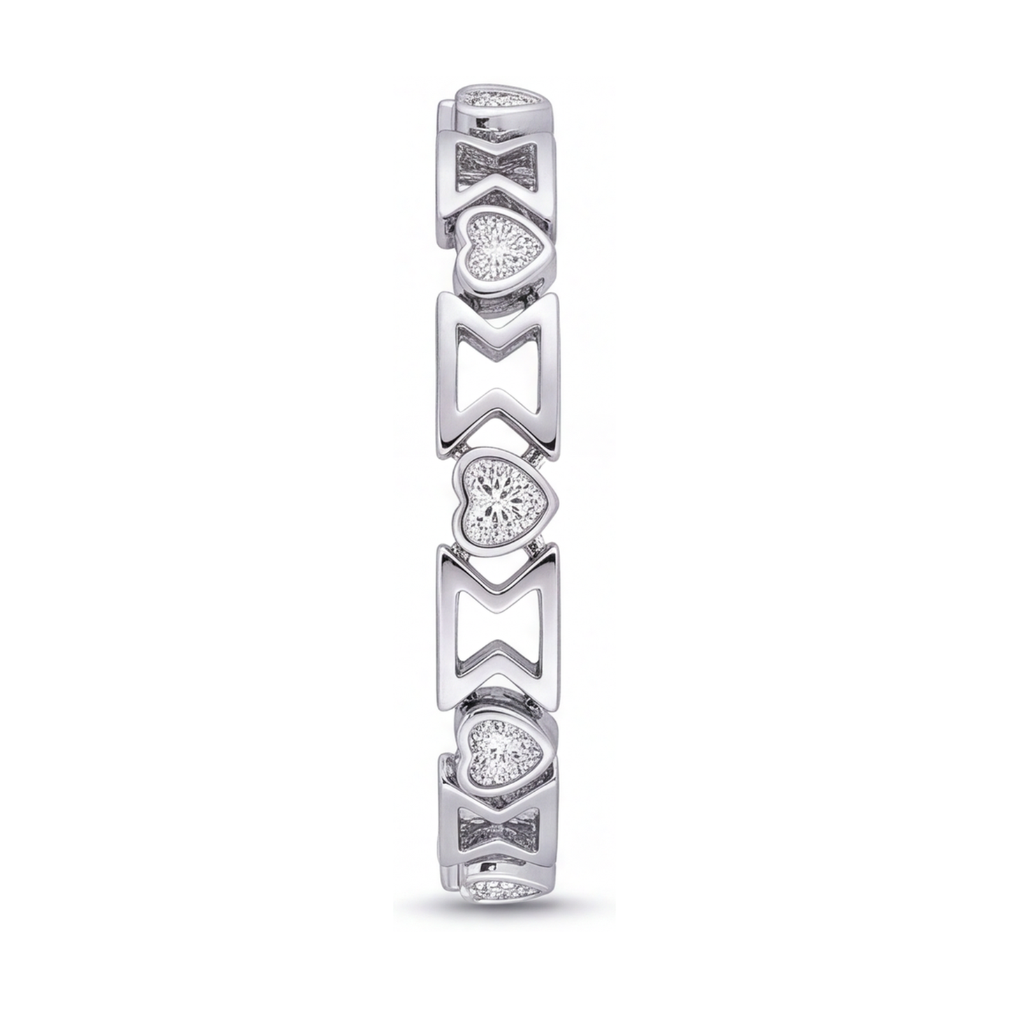 Im Labor gezüchtetes Diamantarmband 5 Karat Herz-Chevron-Glieder 14 Karat Weißgold 7 Zoll