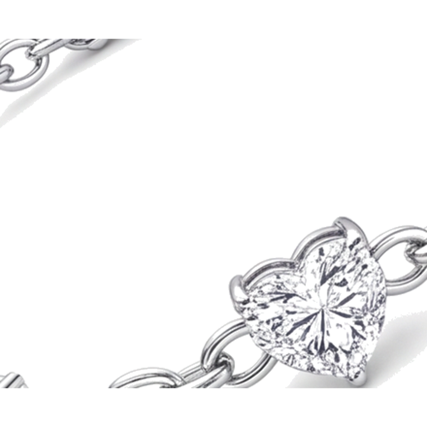Herz-Station-Armband mit im Labor gezüchteten Diamanten, 3 Karat, 14 Karat Weißgold, 7 Zoll