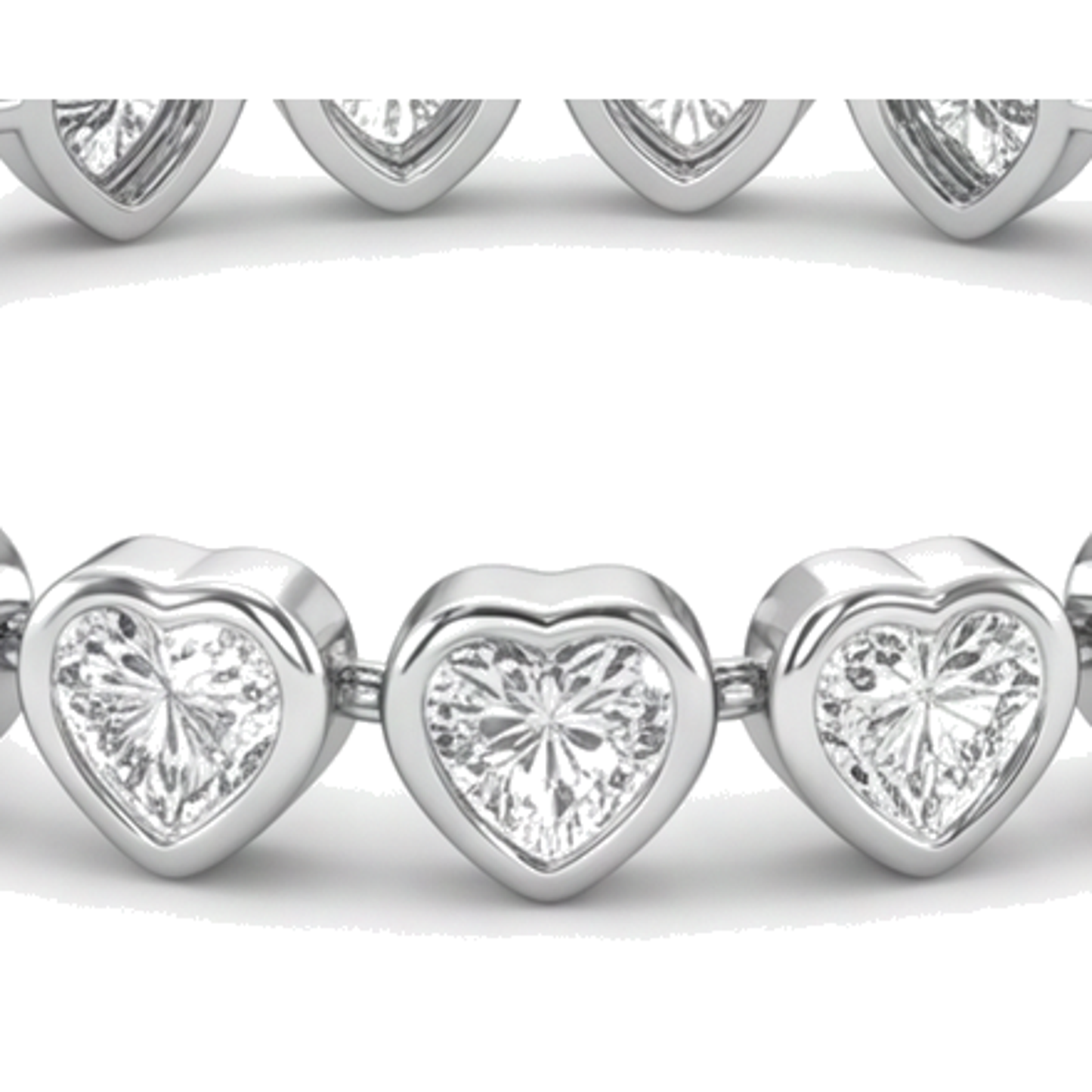 Im Labor gezüchtetes Diamant-Tennisarmband, 7 Karat, Herz-Lünette, 14 Karat Weißgold, 7 Zoll