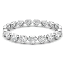 Im Labor gezüchtetes Diamant-Tennisarmband, 7 Karat, Herz-Lünette, 14 Karat Weißgold, 7 Zoll