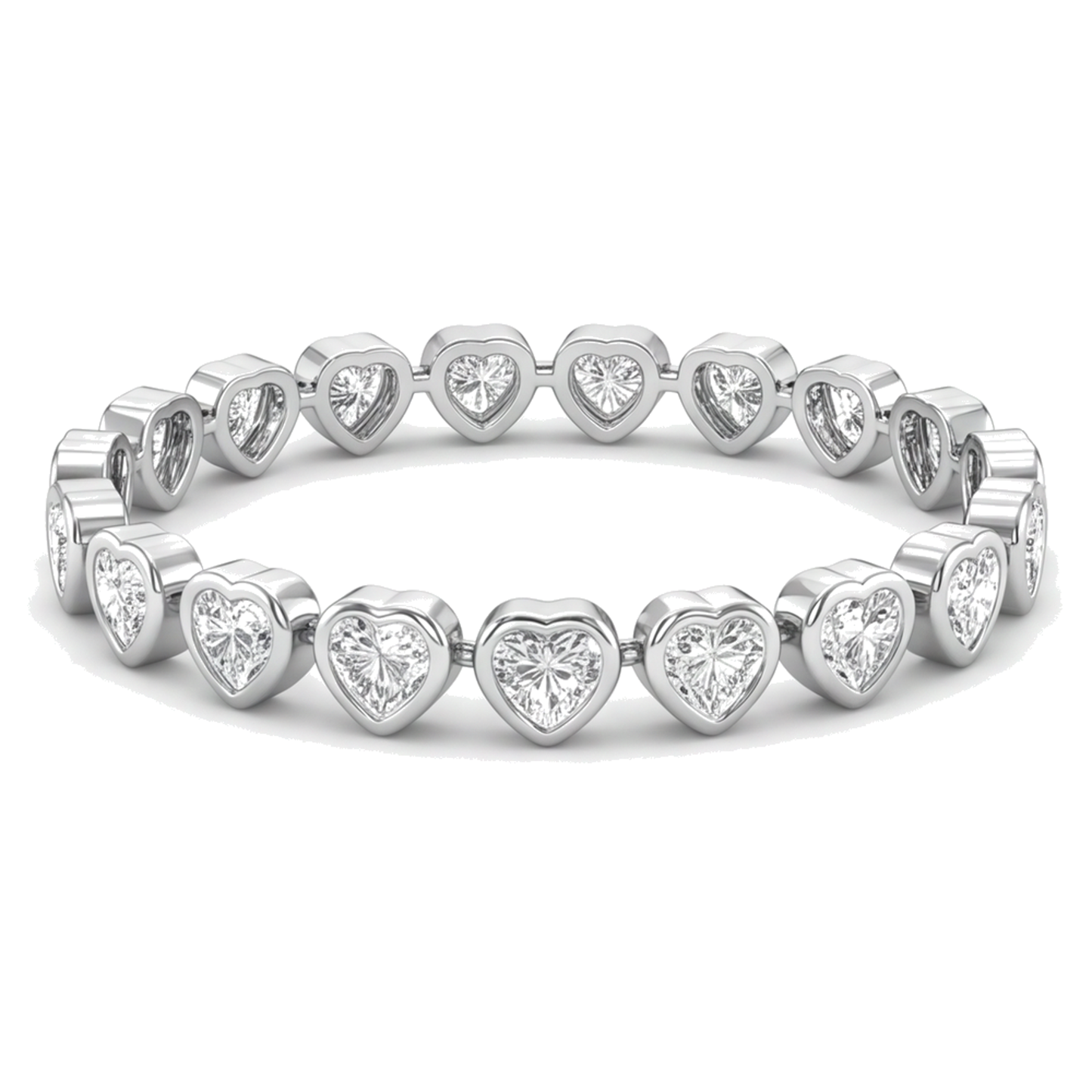 Im Labor gezüchtetes Diamant-Tennisarmband, 7 Karat, Herz-Lünette, 14 Karat Weißgold, 7 Zoll