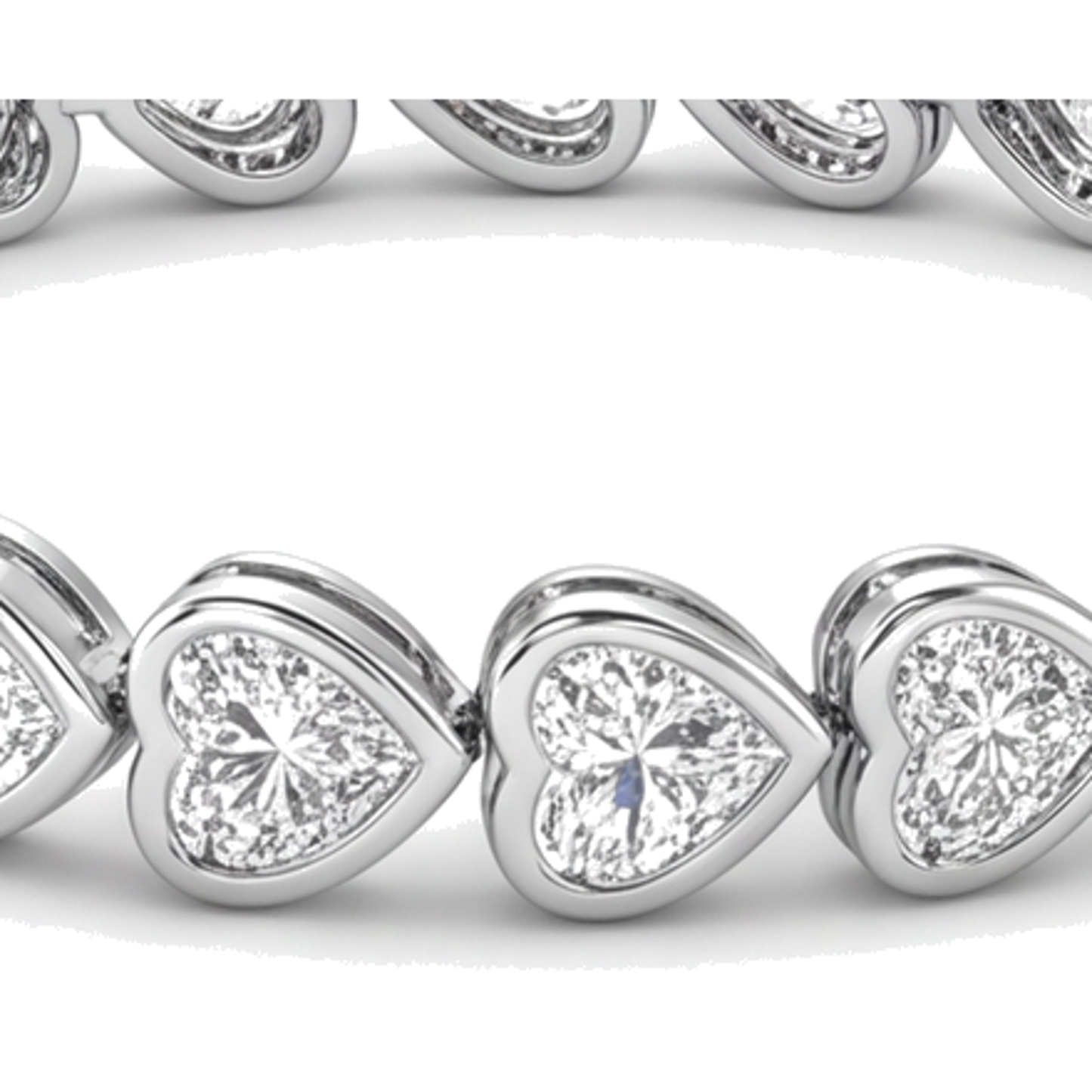 Im Labor gezüchtetes Diamant-Tennisarmband 8 Karat Herz-Lünette 14 Karat Weißgold 7 Zoll