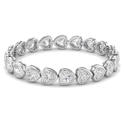 Im Labor gezüchtetes Diamant-Tennisarmband 8 Karat Herz-Lünette 14 Karat Weißgold 7 Zoll