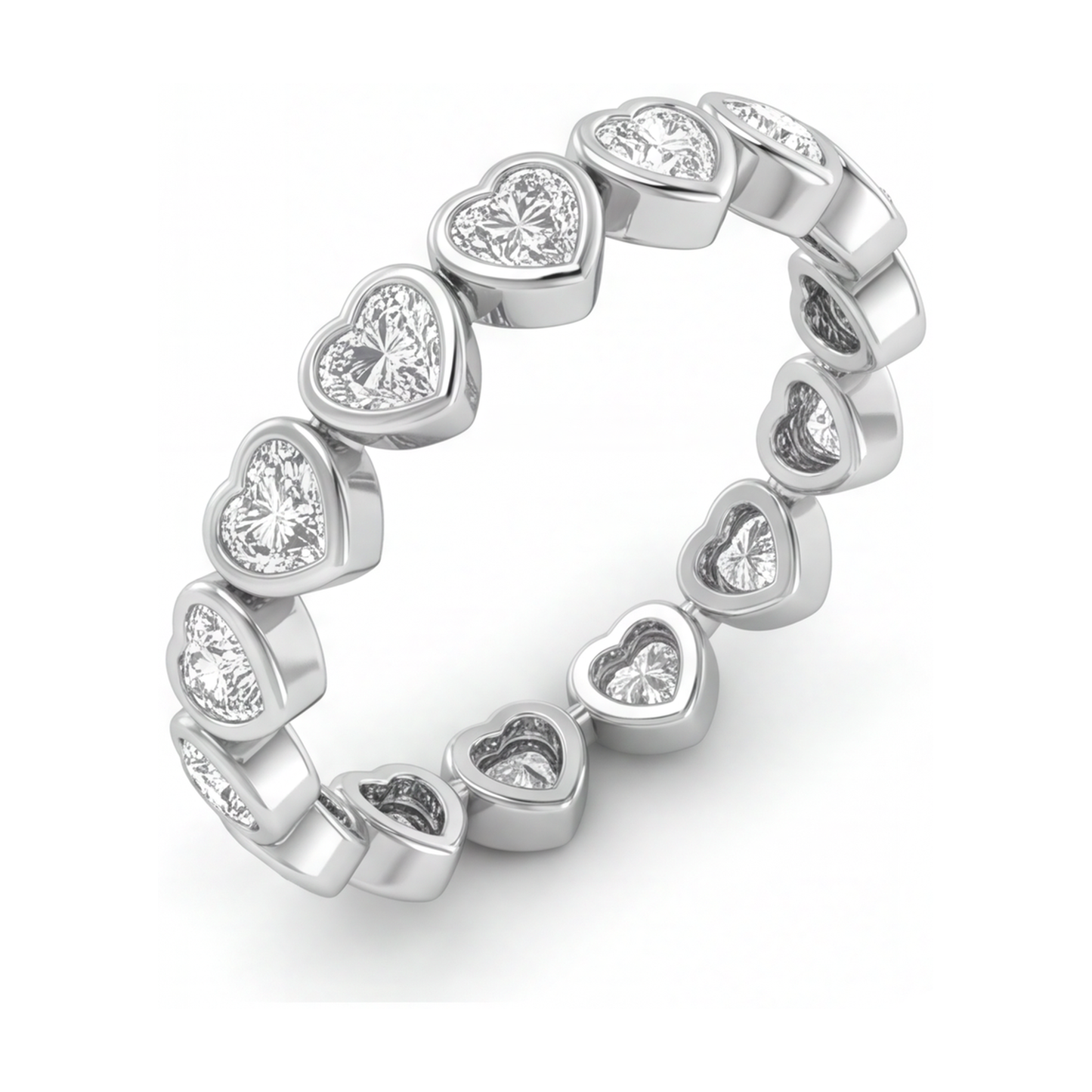 Im Labor gezüchtetes Diamant-Tennisarmband, 7 Karat, Herz-Lünette, 14 Karat Weißgold, 7 Zoll