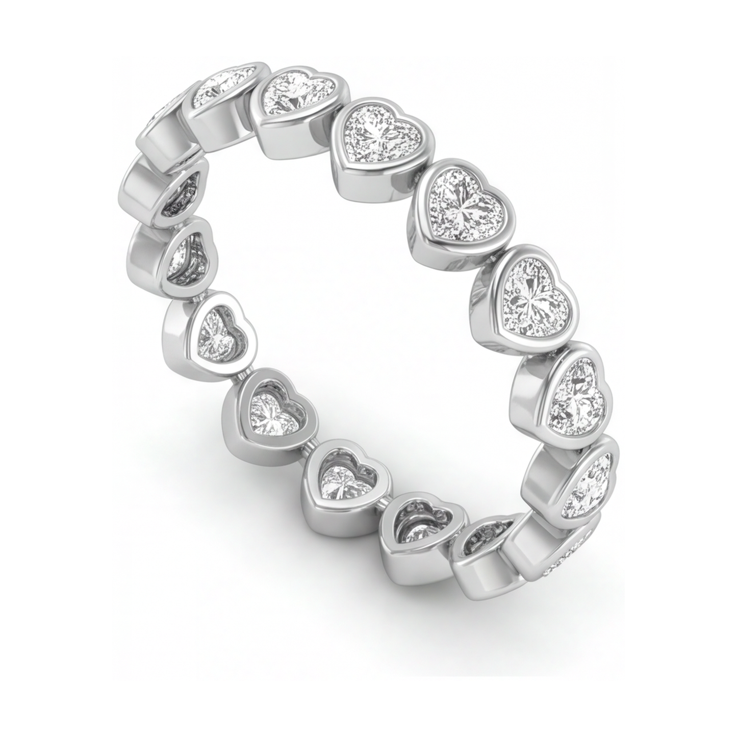 Im Labor gezüchtetes Diamant-Tennisarmband, 7 Karat, Herz-Lünette, 14 Karat Weißgold, 7 Zoll