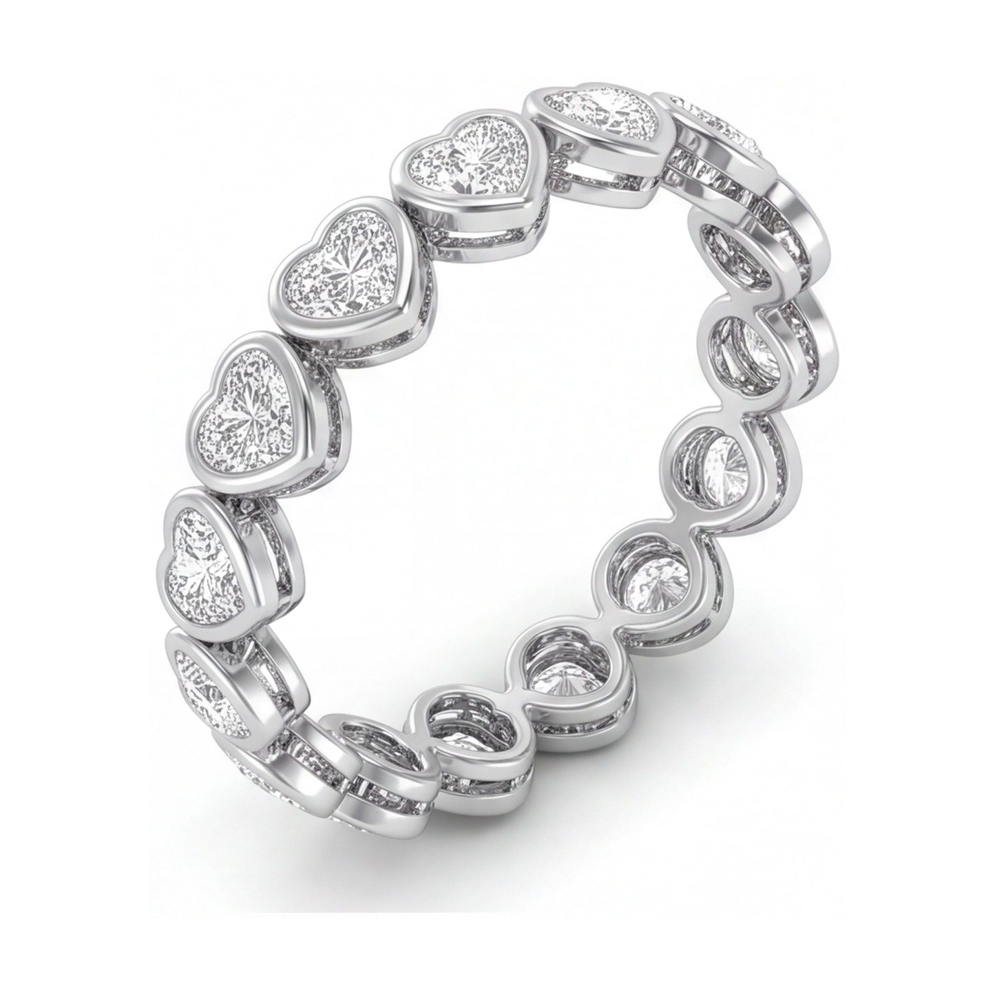 Im Labor gezüchtetes Diamant-Tennisarmband 8 Karat Herz-Lünette 14 Karat Weißgold 7 Zoll