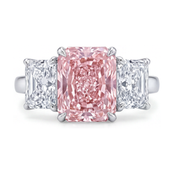 Im Labor gezüchteter rosa Diamantring, 5,2 Karat, Radiant-Schliff
