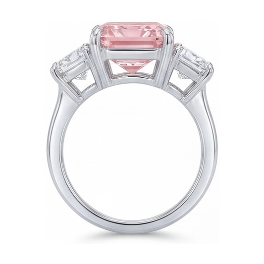 Im Labor gezüchteter rosa Diamantring, 5,2 Karat, Radiant-Schliff