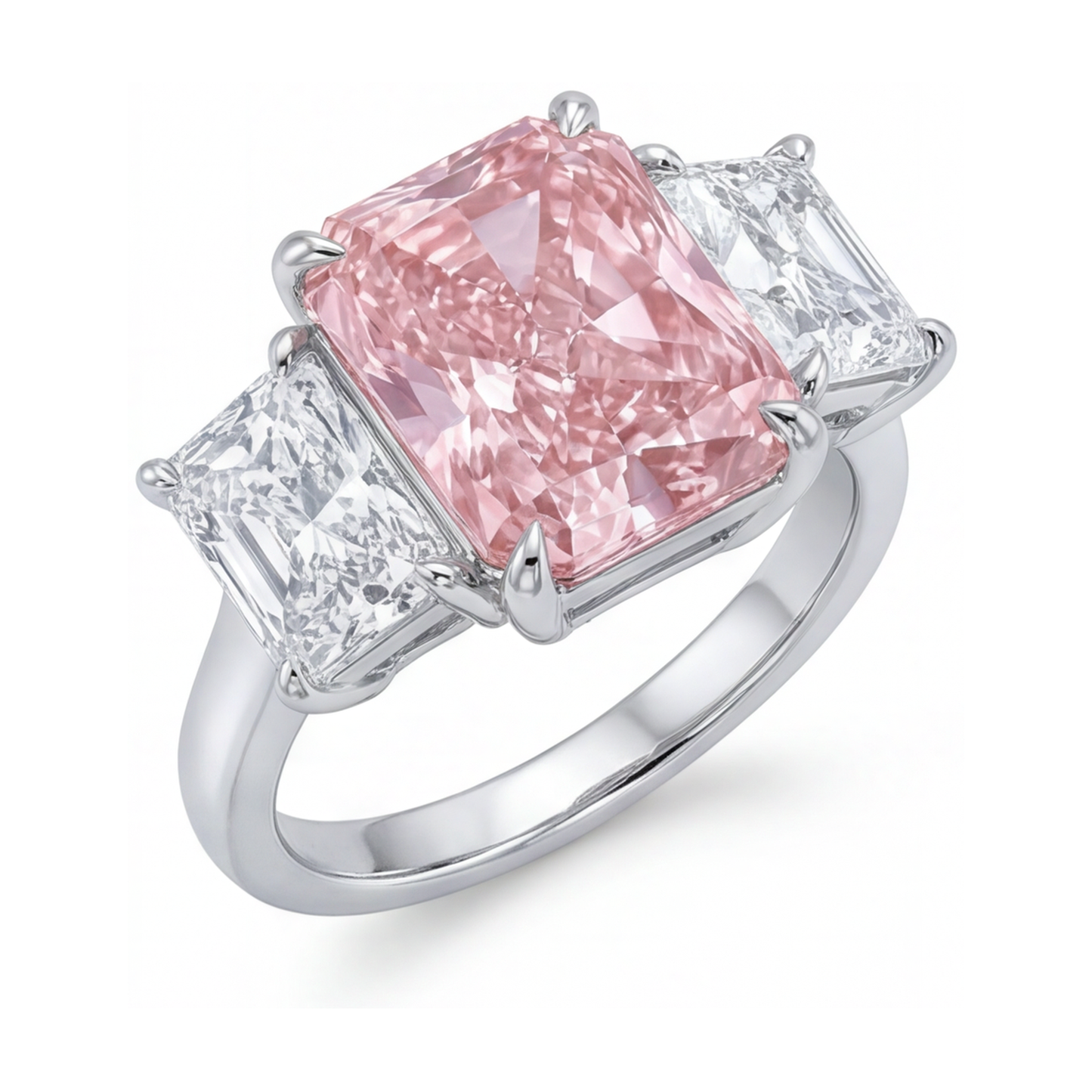 Im Labor gezüchteter rosa Diamantring, 5,2 Karat, Radiant-Schliff