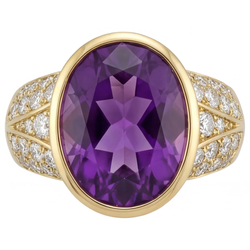 VVS Reinheit Lila Amethyst Farbstein-Ring 9 Karat – 14K Gelbgold