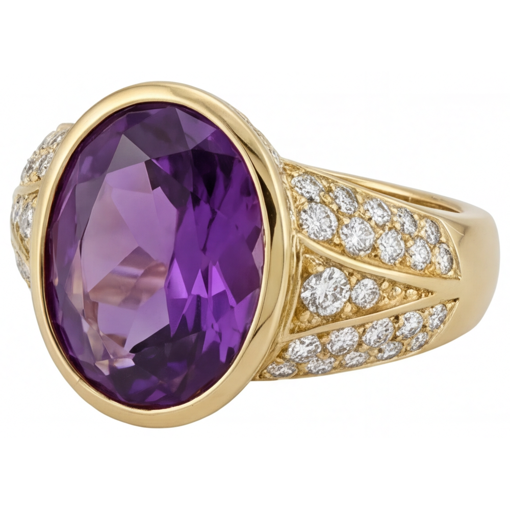 Schimmernder Farbstein-Ring 9 Karat – Profilansicht