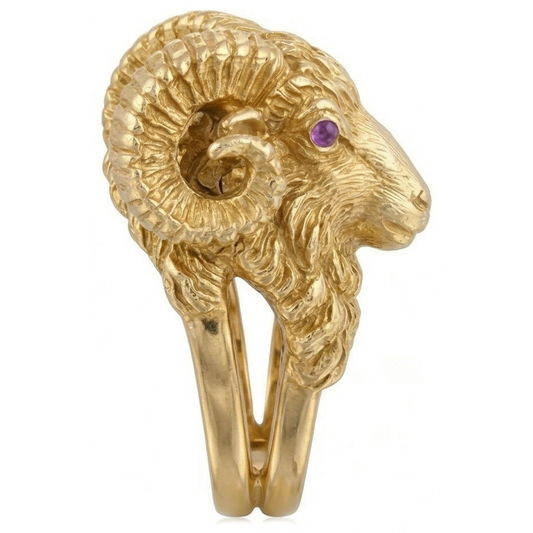 Lila Amethyst Schmuckstein-Ring 0,10-Karat 14K Gelbgold – Frontansicht