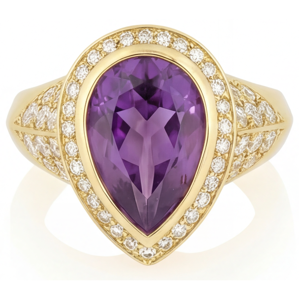 Natürlicher Lila Amethyst Schmuckstein-Ring – Hauptansicht