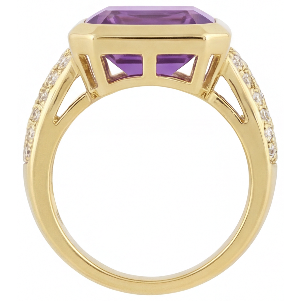 Schimmernder Lila Amethyst Schmuckstein-Ring 7 Karat – Profilansicht