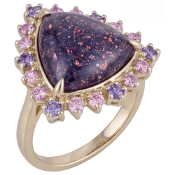 Designer 7-Karat Lolite Sunstone Schmuckstein-Ring
