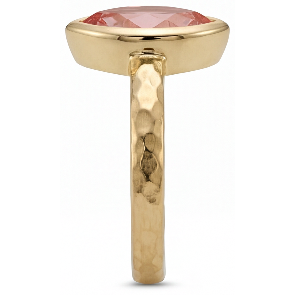Pfirsich-Saphir Verlobungsring 2 Karat Natürlicher Marquise Padparadscha Lünette Solitär 14 Karat Gelbgold