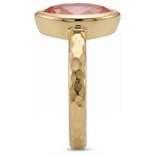 Pfirsich-Saphir Verlobungsring 2 Karat Natürlicher Marquise Padparadscha Lünette Solitär 14 Karat Gelbgold