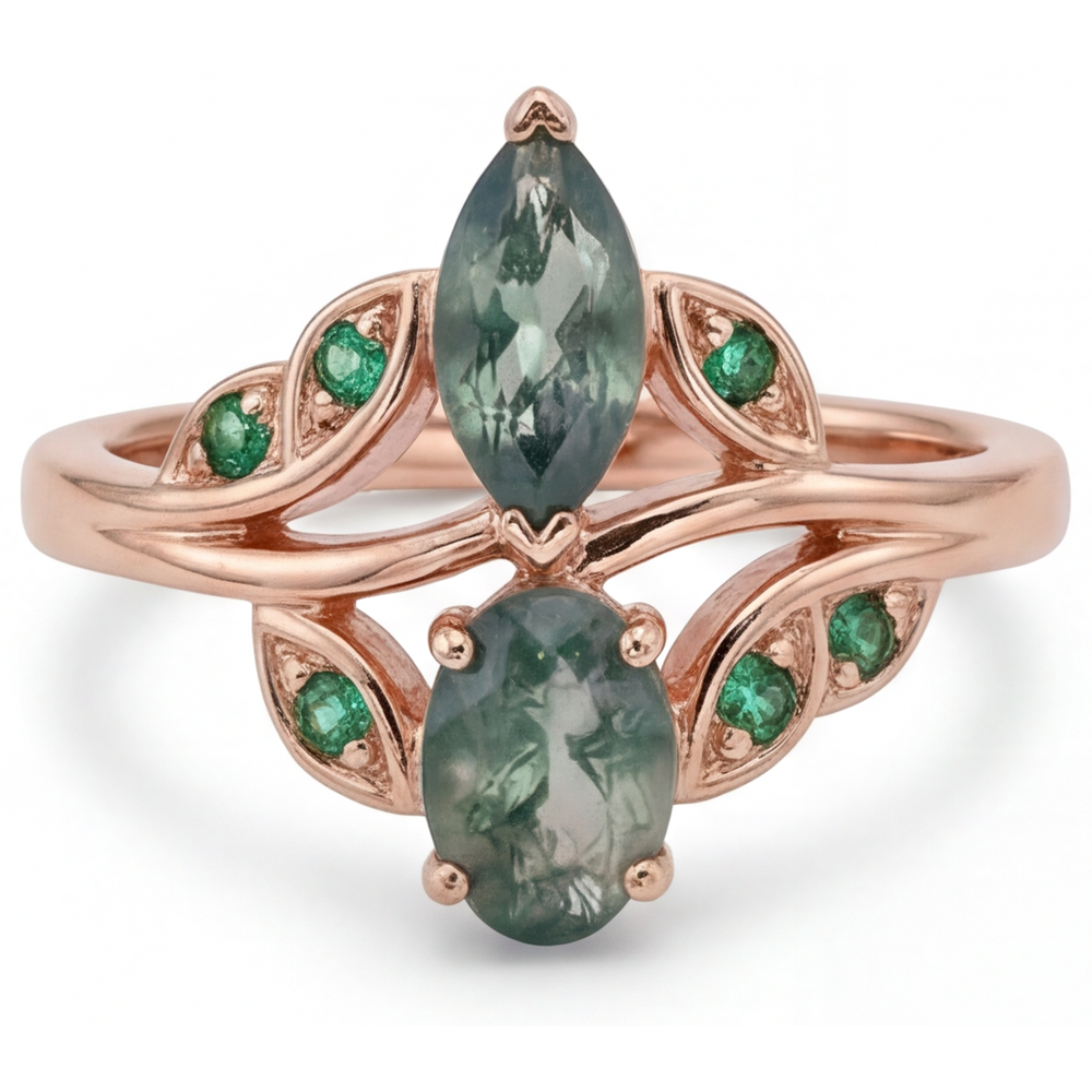 Zeitloser Moss Agate Edelstein-Ring 2,50 Karat – Frontansicht
