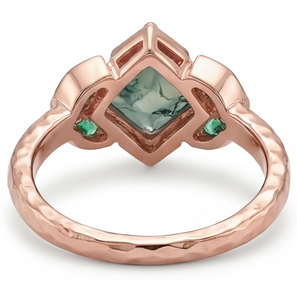 Handgefertigter Moss Agate Edelstein-Ring 2,50 Karat – Draufsicht