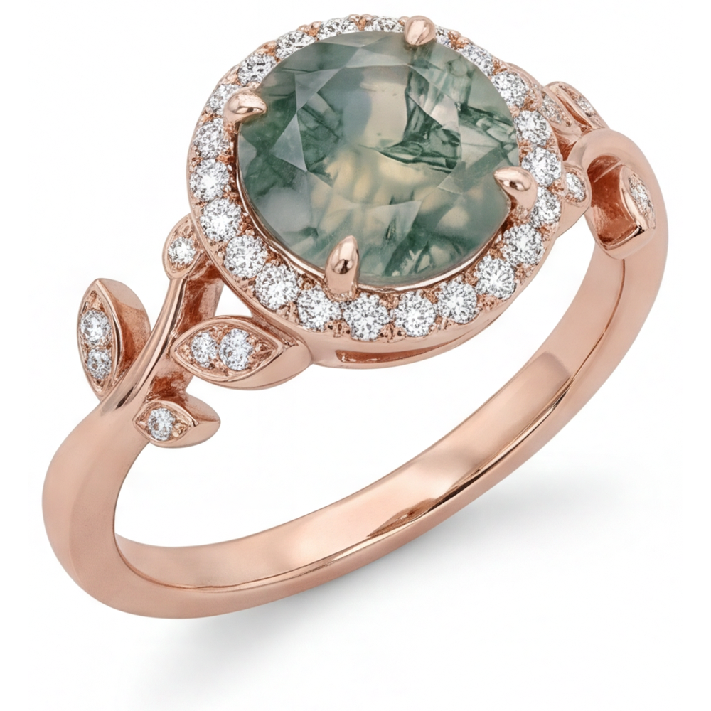 Luxuriöser Moss Agate Farbstein-Ring 2,0 Karat – Hauptansicht