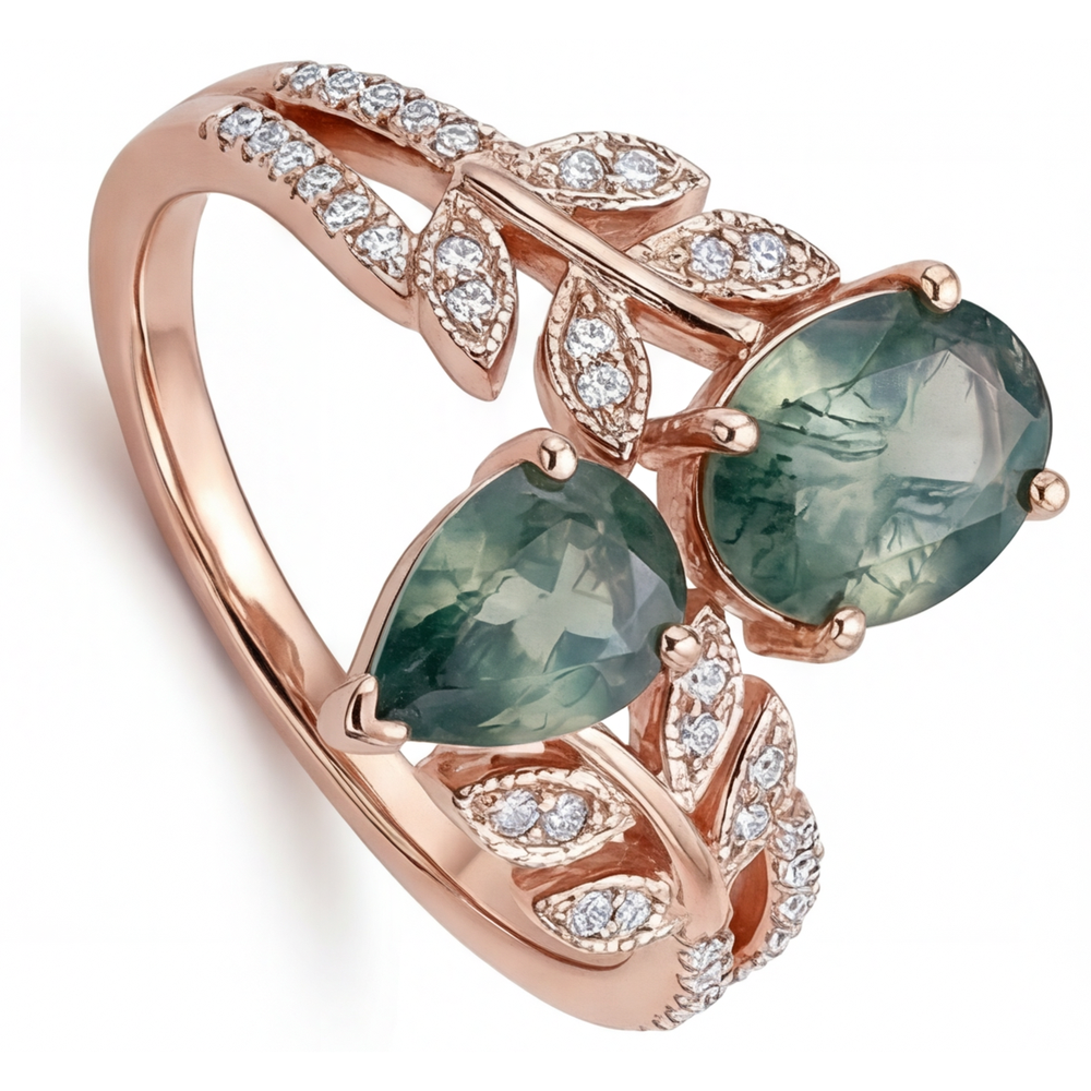 Luxuriöser Moss Agate Farbstein-Ring 3,25 Karat – Seitenansicht