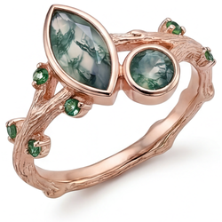 Handgemachter 1,50-Karat Moss Agate Schmuckstein-Ring