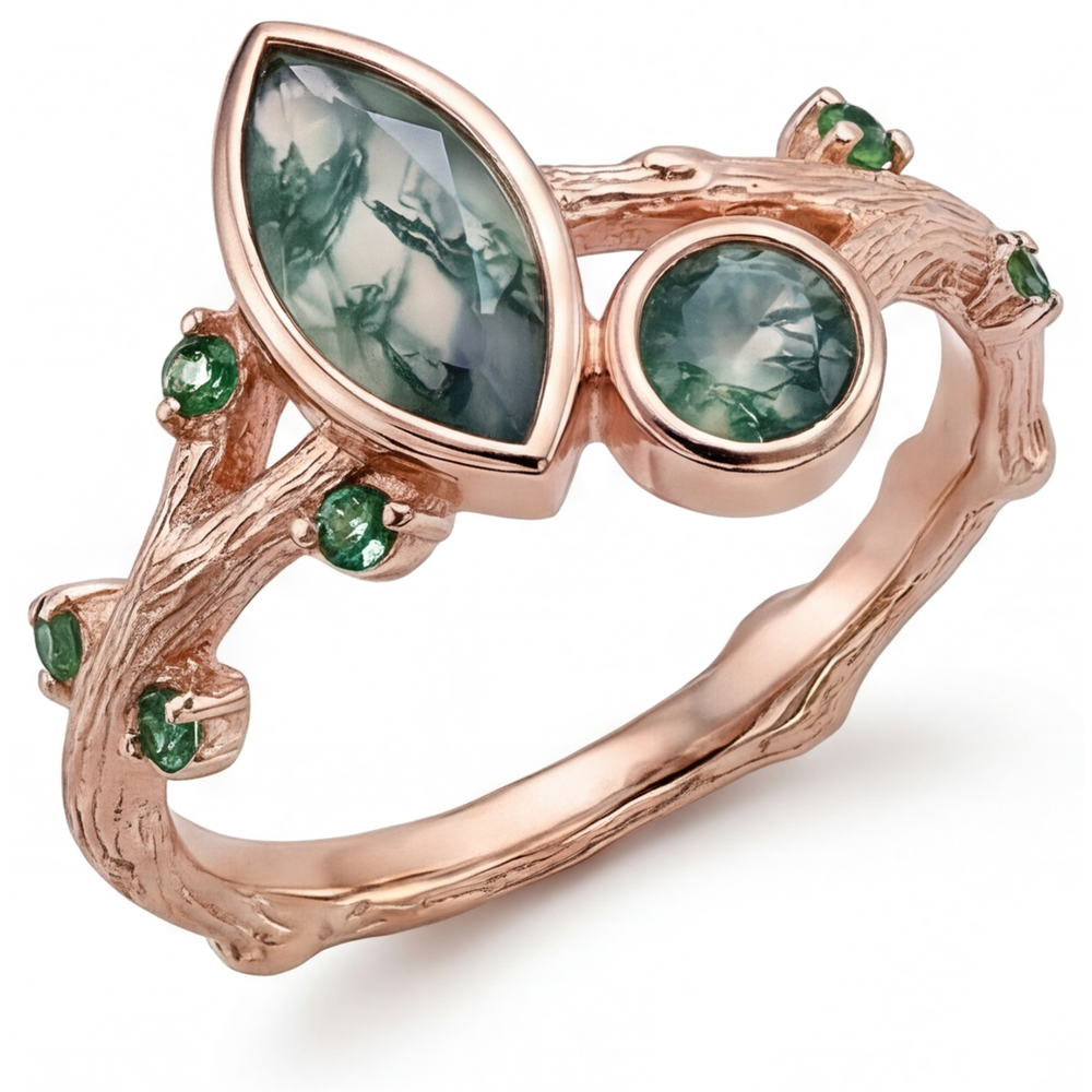 Handgemachter Moss Agate Schmuckstein-Ring 1,50 Karat – Hauptansicht