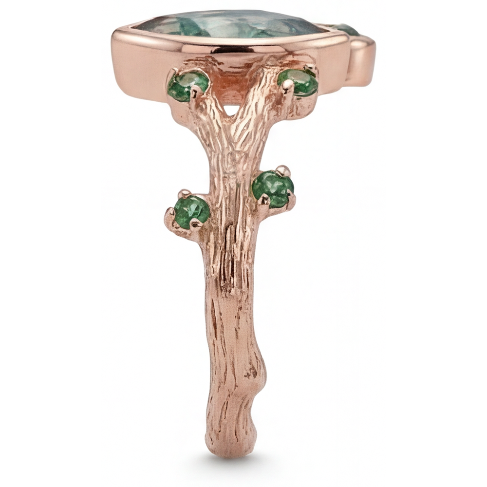 Erdgewonnener Moss Agate Schmuckstein-Ring – Rückansicht