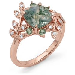 Moss Agate Schmuckstein-Ring 3,0 Karat F/VS1 – 14K Roségold