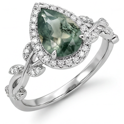 Handgefertigter VVS Moss Agate Schmuckstein-Ring – 3 Karat 14
