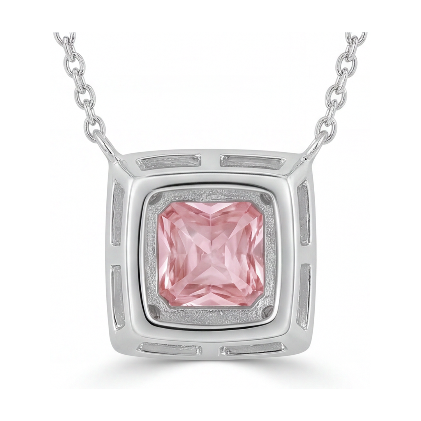 Halskette mit natürlichem rosa Diamanten, 0,95 Karat, Princess-Schliff
